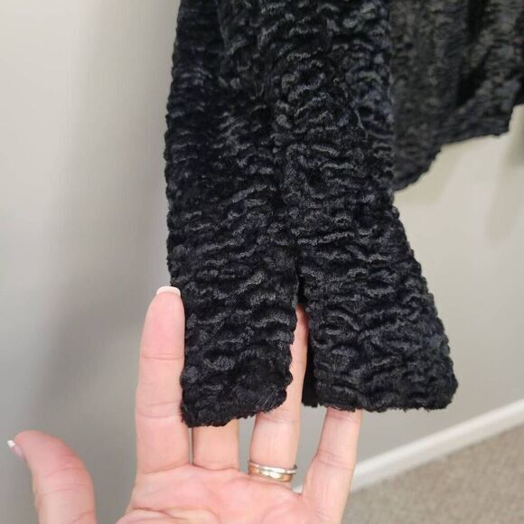 Emma James Jacket SZ 14 Black Crushed Velvet Cropped Whimsygoth Fairy Glam Retro - Picture 4 of 7